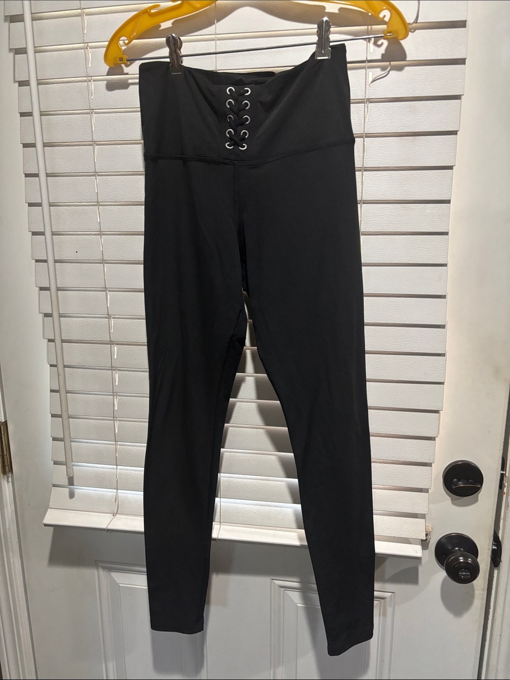 Pink Victoria Secret Ultimate High-Waist Lace-Up Black Leggings